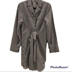 Pinkyotto New York Womens Shirt Dress Size L Black & White Striped Open Sides